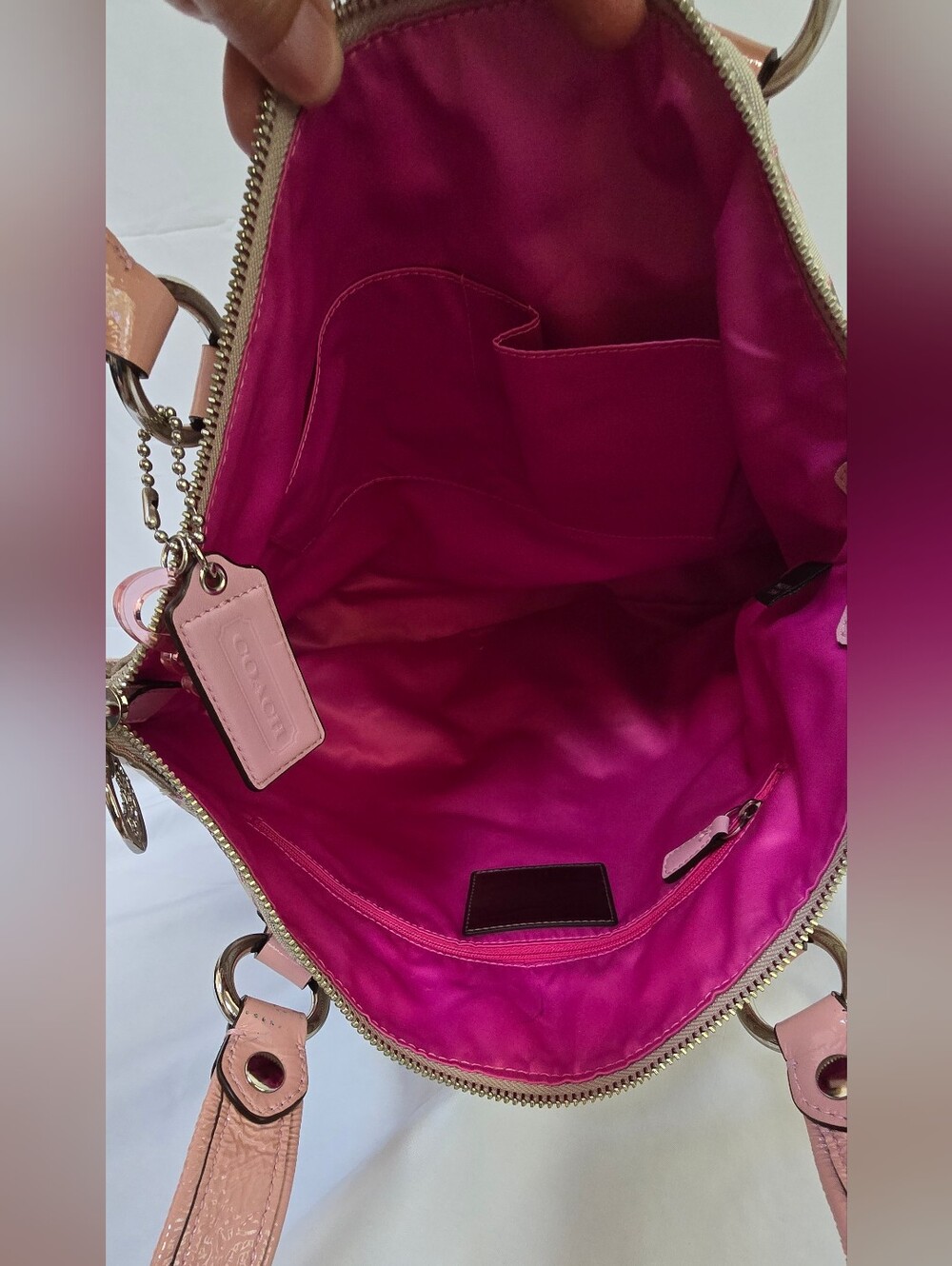 Coach Poppy 16289 Sweetheart Pink Lurex Signature Glam Tote Y2K - Picture 9 of 12